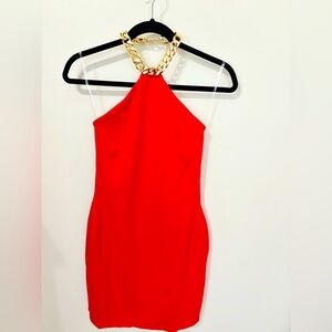 Elegant Red Halter Dress